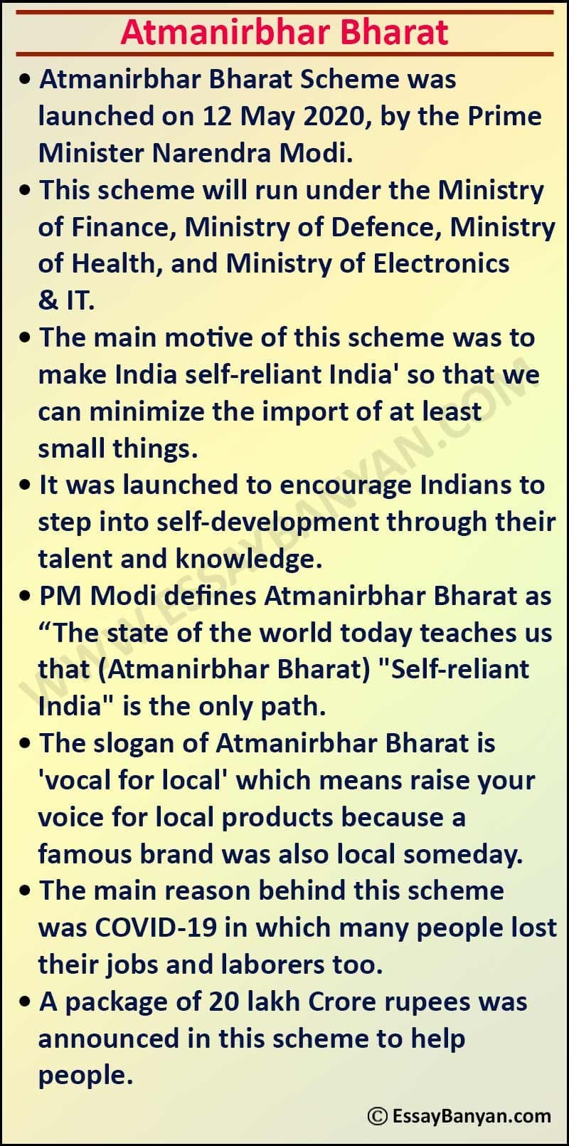 Essay on Atmanirbhar Bharat
