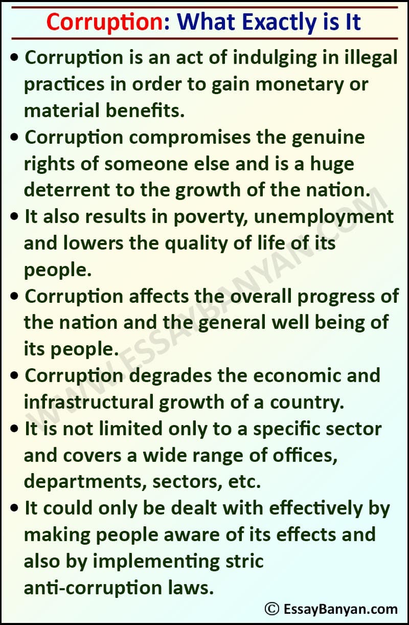 corruption causes and effects essay