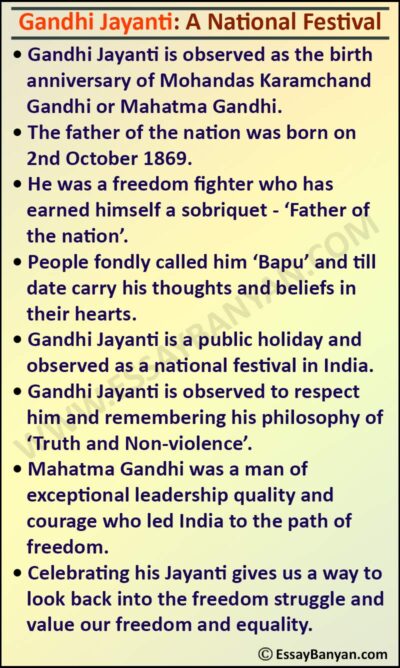 short essay on gandhi jayanti