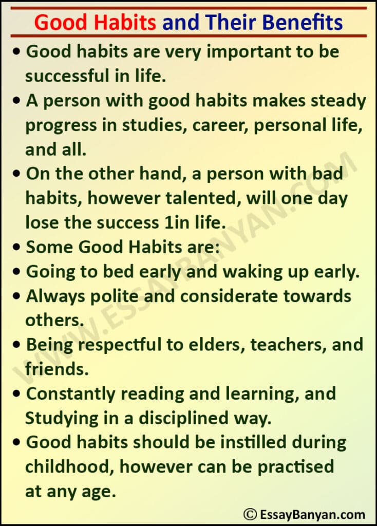 good habits we should have essay