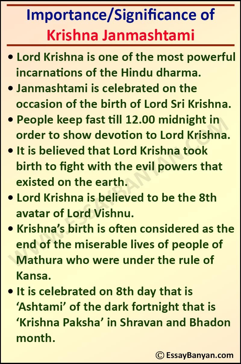 Essay on Krishna Janmashtami