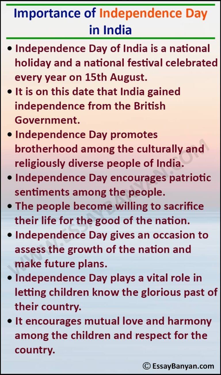 india independence day essay 100 words for class 4