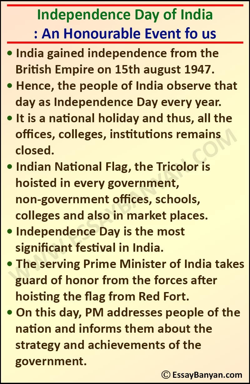Essay on Independence Day of India