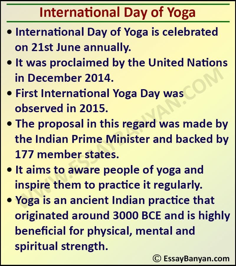 Essay on International Day of Yoga