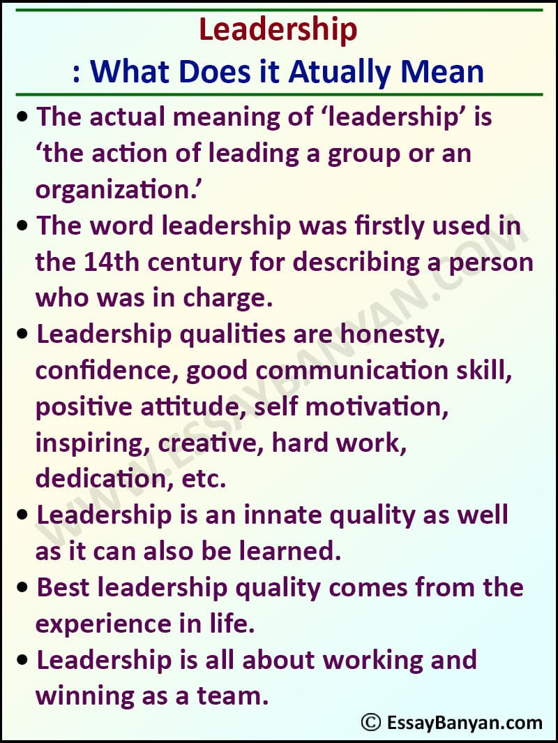 leadership qualities in students essay