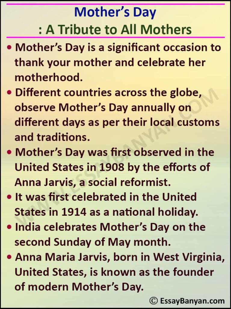 essay on mother day in english
