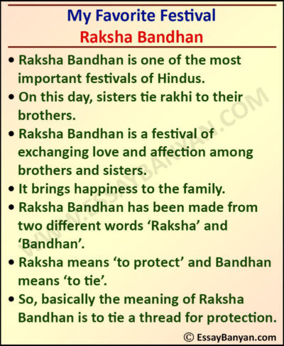 essay on my favourite festival raksha bandhan