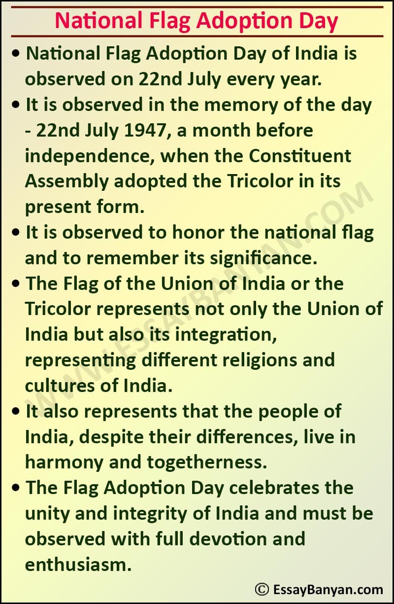 Essay on National Flag Adoption Day