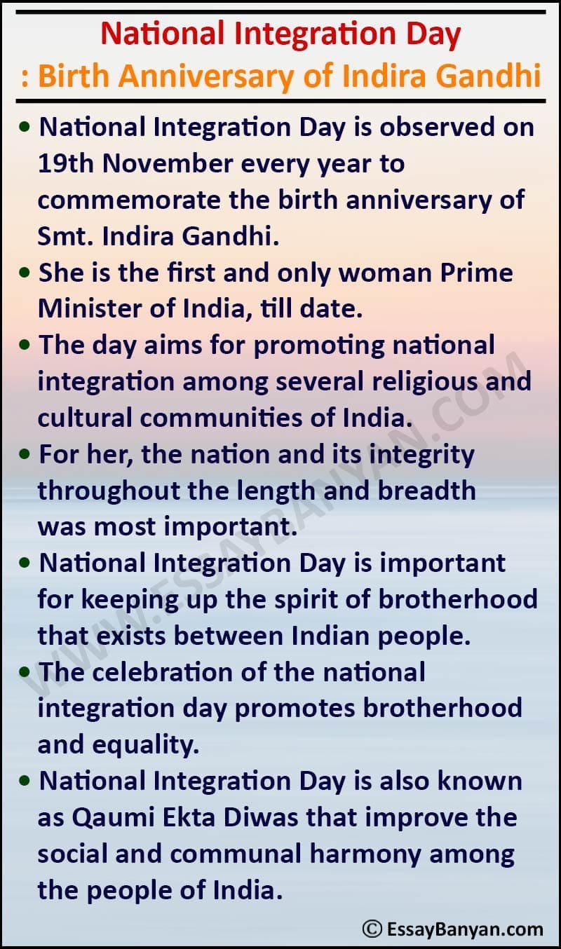 Essay on National Integration Day