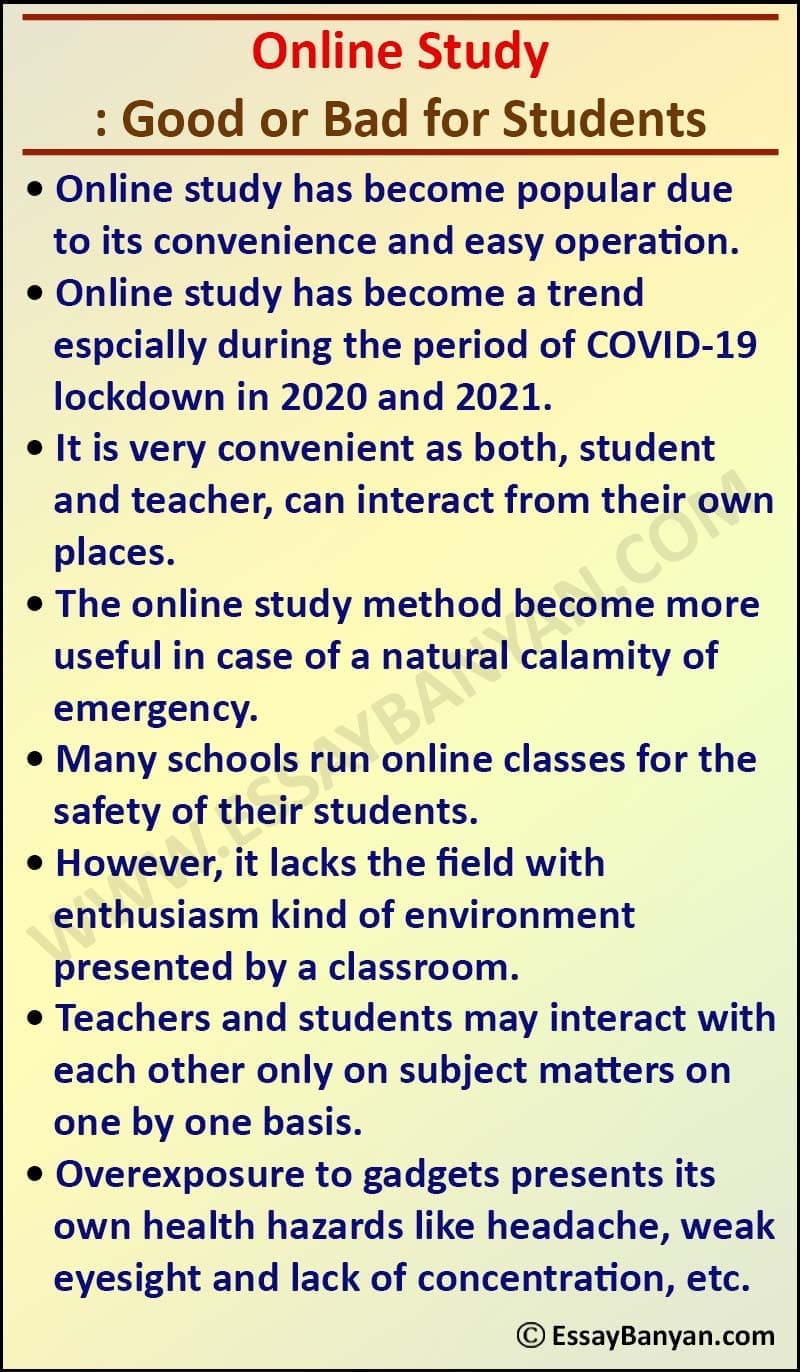 Essay on Advantages and Disadvantages of Online Study