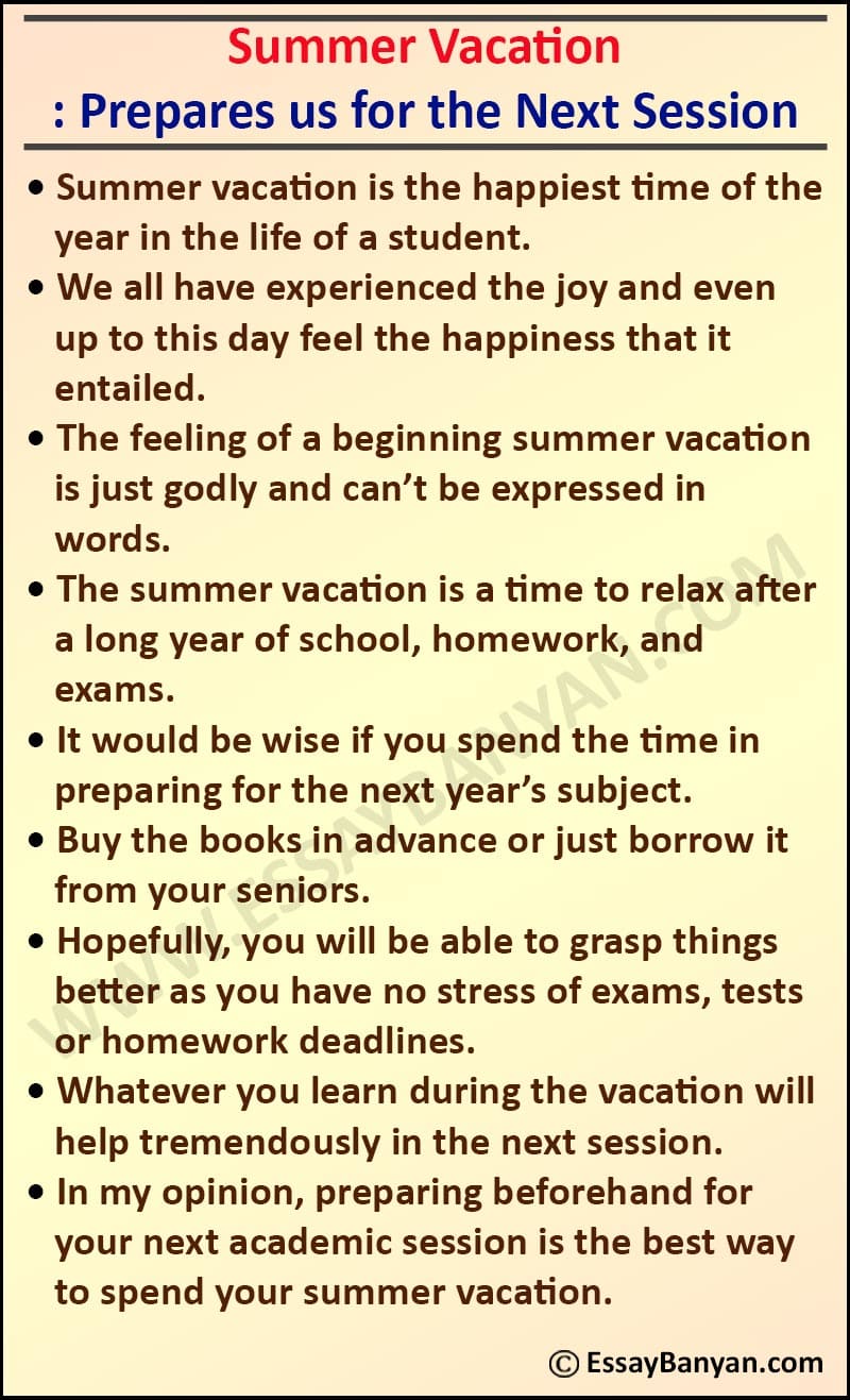 write essay about summer vacation