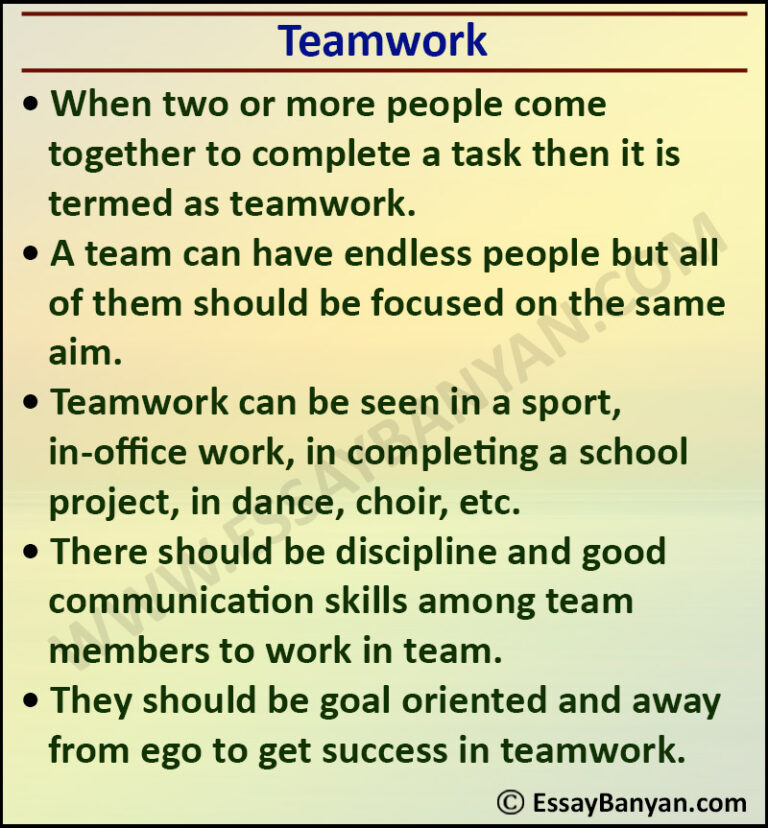 essay on teamwork for class 6