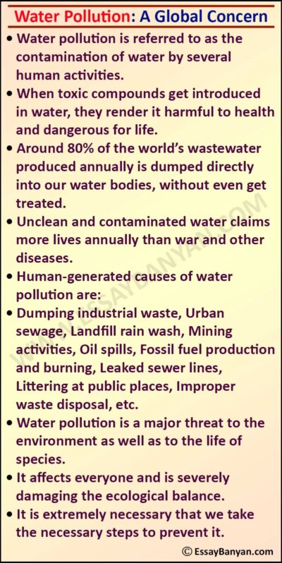 essay on pollution water in english