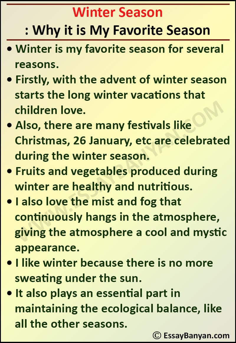 essay on my favourite winter season